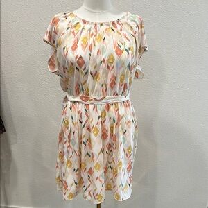 Colorful Geometric Print Dress with Belt by LC Lauren Conrad. Perfect for Easter